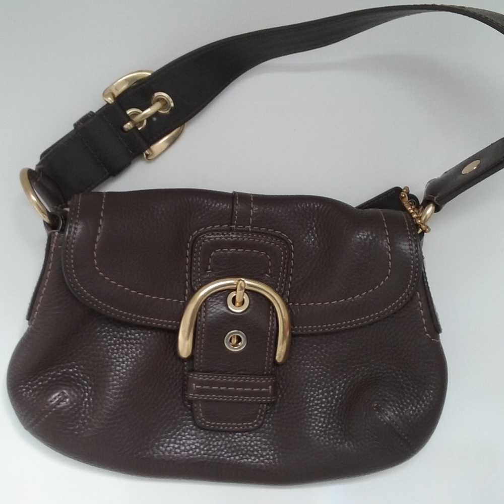 Authentic Coach Mini Soho Flap  Brown Leather